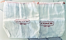 x2 Vtg COACH Est. 1941 White Cotton Drawstring Dust Cover Bags 7.5"  7.5" EUC