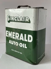 Vintage  Sinclair Emerald Auto Oil 2 Gallon Can