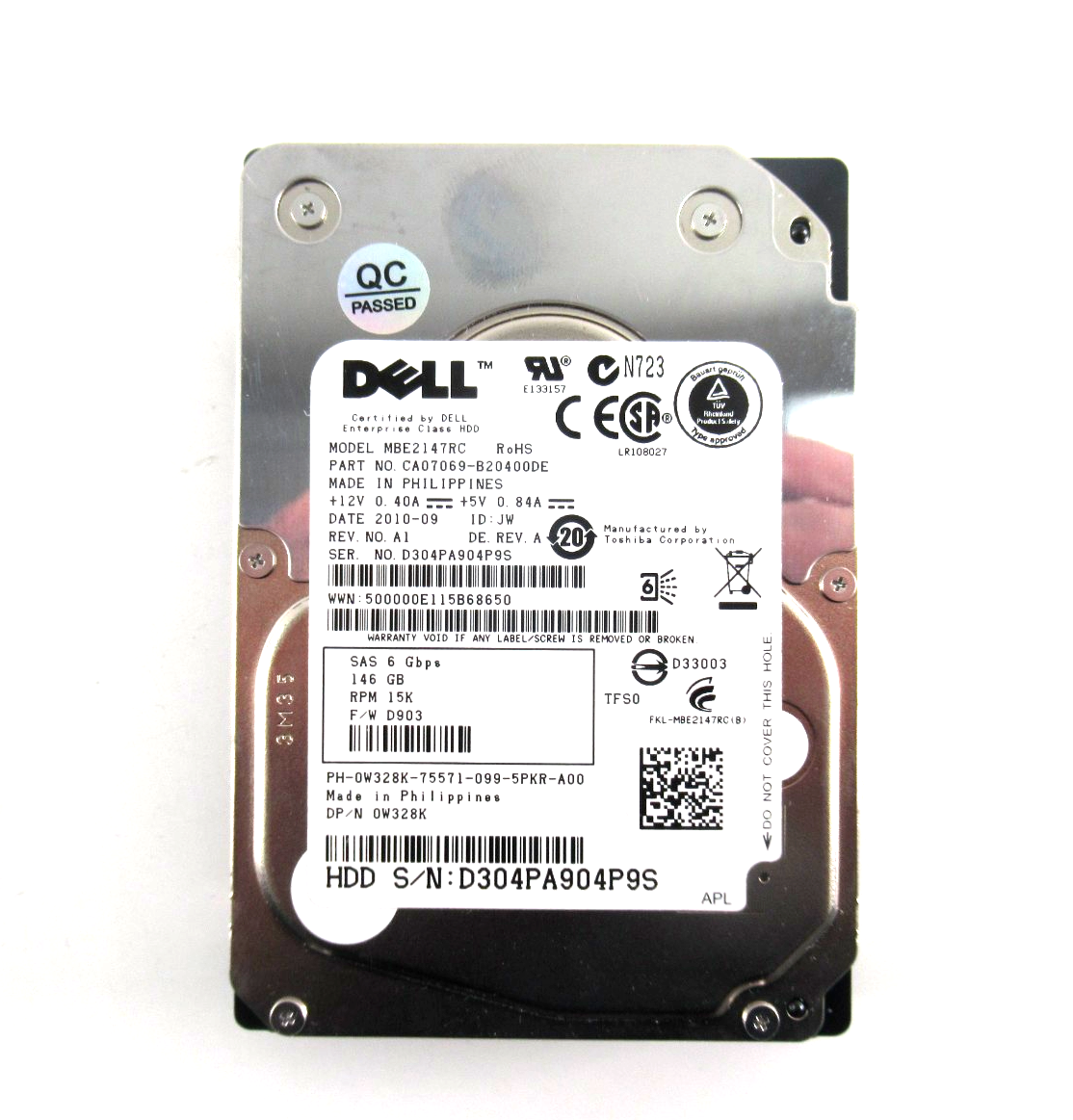 146GB SAS 2.5"" 15K 6Gb/s 16MB HDD - W328K