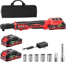20V Cordless Ratchet Wrench 3/8" Set, 88 Ft-lbs(120N.m), 500 RPM, Electric Ratch