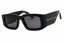 New Philipp Plein SPP149V 0700 Shiny Black/Smoke 54-24-145 Sunglasses