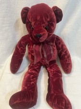 Dakin Stuffed Plush 56208 Red Embossed Velvet Velour Teddy Bear Swirl Heart Bow