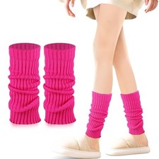 Women's Leg Warmers - 1/2 Pack 80s Retro Fashion Knit for Girls Dance Rose Red