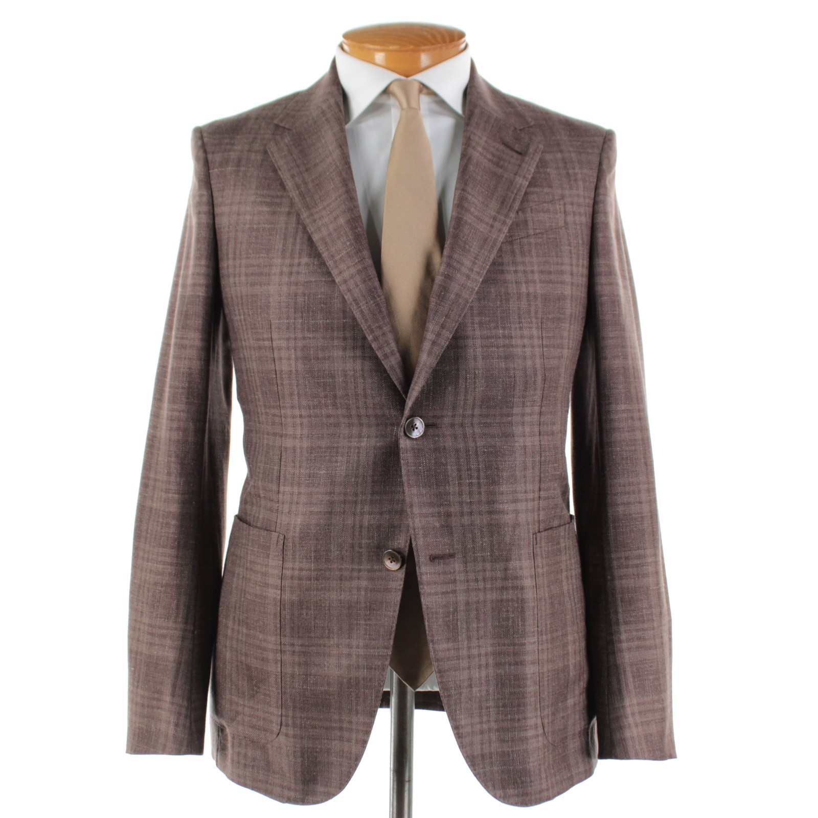 Zegna NWT Wool Blend Sport Coat Size 48R (38R US) In Brown Plaid
