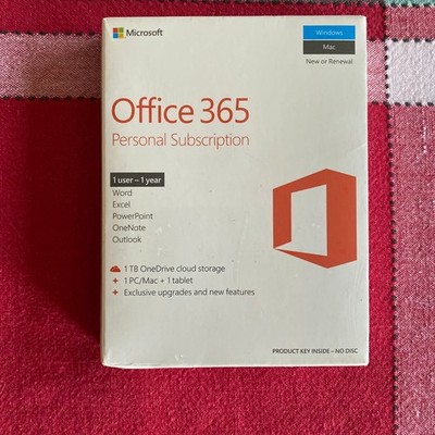 Microsoft Office 365 Personal Subscription 1 YR Windows/Mac New & Sealed
