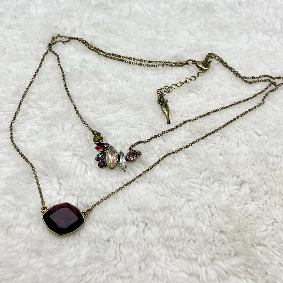 Chloe + Isabel Bouquet Rouge Necklace Double Pendant 2 Strand - Image 3 of 4