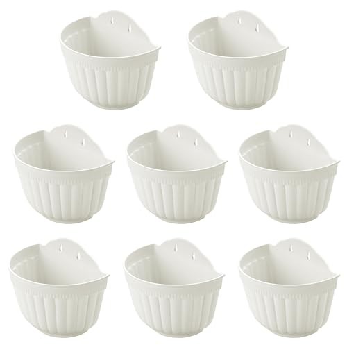 8 Pack White Wall Hanging Planters Pots for Indoor Plants Wall Plants Holder