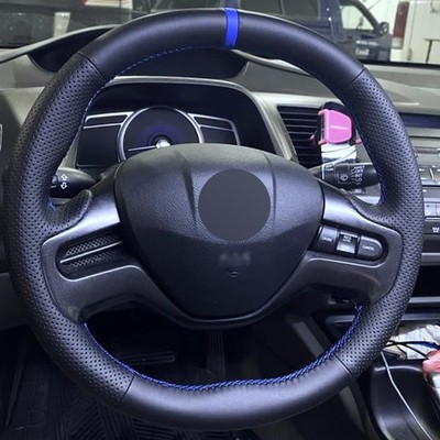 Alcantera Steering Wheel Cover Real Leather Wrap for HONDA CIVIC 8 2-SPOKE J