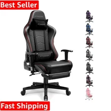 Bluetooth Gaming Chair with Speakers & Reclining Footrest