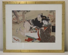 Uemura Shōen Japanese Erotic Shunga Art Silk Painting