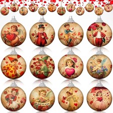 24 Pcs Valentine's Day Tree Ornaments Ball Vintage Valentine Decorations for Tre
