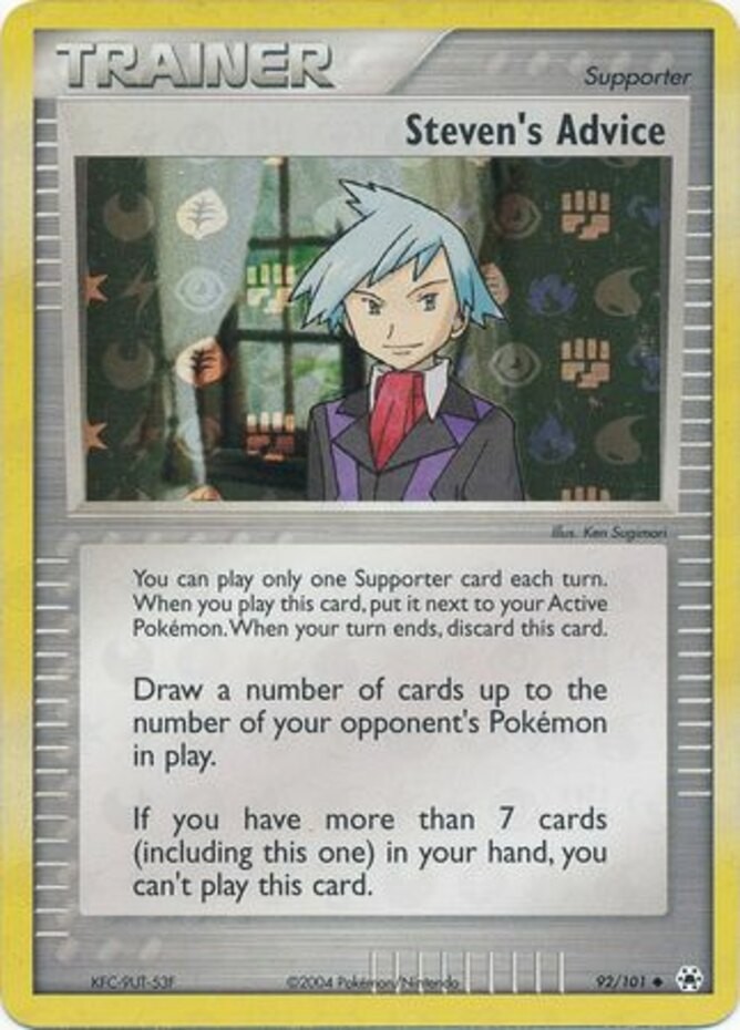 Steven's Advice - 92/101 - Uncommon - Reverse Holo LP, English Pokemon EX Hidden