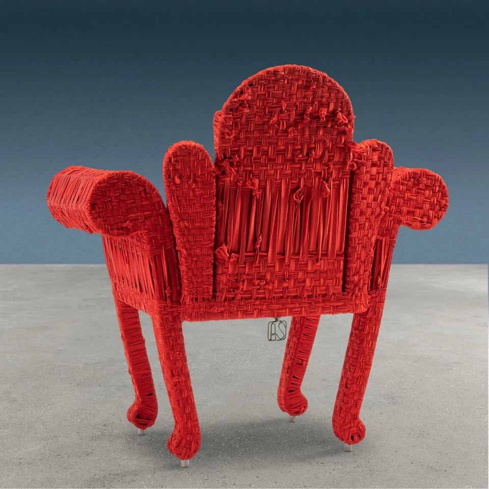 Sillón Tre Schienali serie tela diseño Anacleto Spazzapan años 2000 Foto 4 de 4