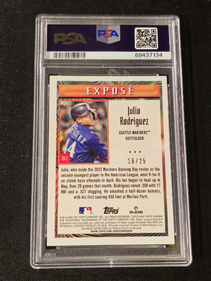 2022 TOPPS CHROME SONIC EXPOSE-ORANGE #EX-2 JULIO RODRIGUEZ RC #16/25 🔥 - Image 3 of 4