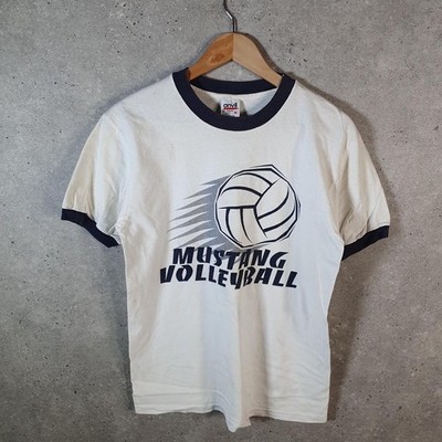 Vintage Anvil Mustang Volleyball USA 90s Single Stitch T-Shirt Herren Medium weiß