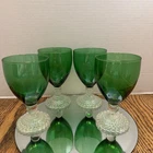 Set Of 4 Vintage Water Goblets Emerald Green 5.5 " x 3.25" Bubble Foot