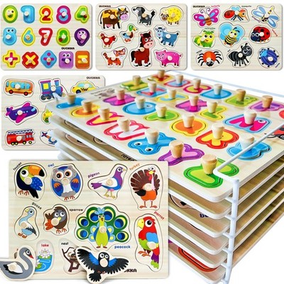 Wooden Puzzles for Toddlers 1-3 - 6XSET Toddler Puzzles Ages 2-4 with Rack - ...