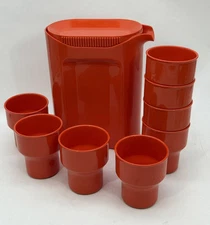 ROSTI MEPAL Orange Melamine Nesting Cups & Pitcher 10 Piece Set Never Used