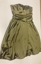 Davids Bridal Dress 8 Olive Green Ruched Strapless Bubble Hem Cocktail