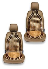 Wood Beaded Comfort Seat Cushion Seat Cover 2 Pcs. 2 Pack Beige/ Black