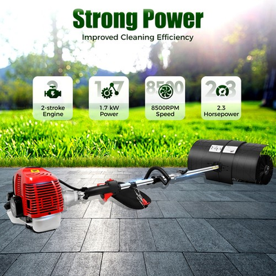 #ad 52cc Handheld 2.3HP Gas Power Sweeper Broom Snow Dirt Driveway Walkway Clean $138.85