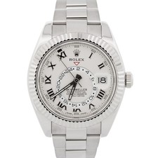 Rolex Sky-Dweller IVORY WHITE ROMAN 18K White Gold Fluted 42mm Oyster 326939