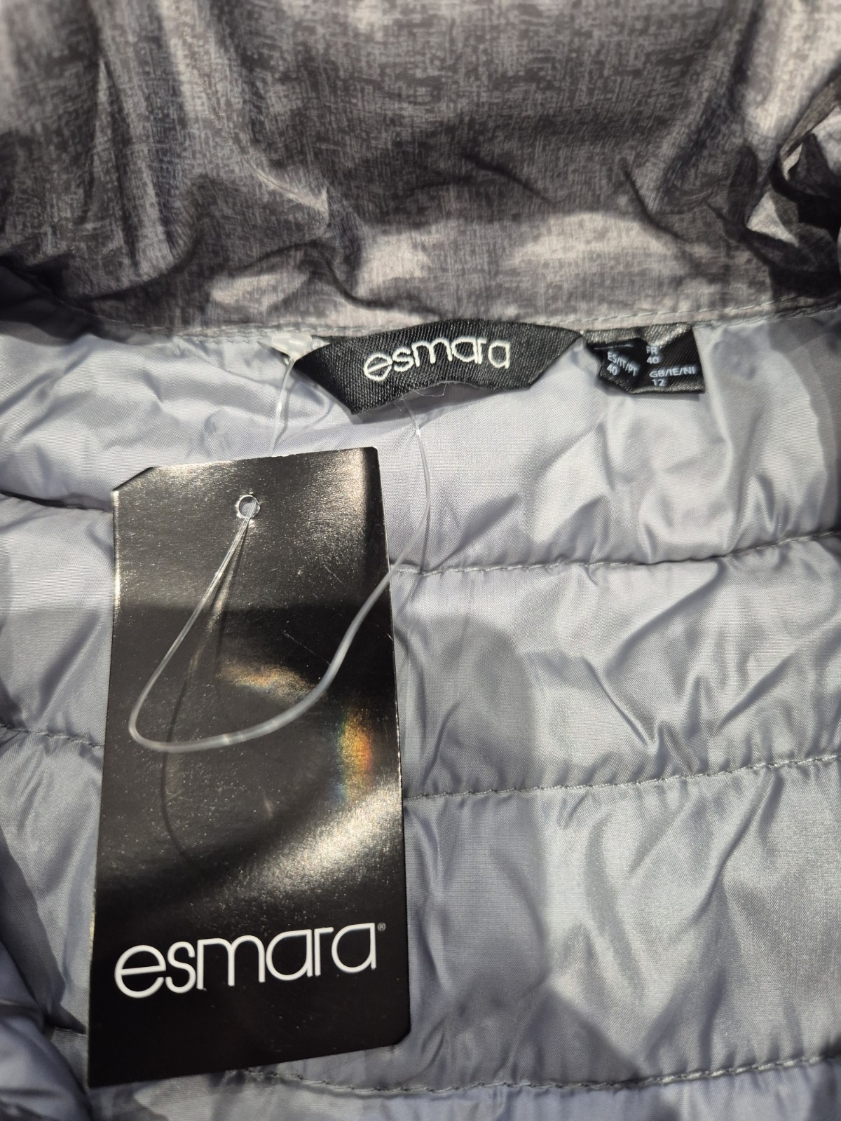Esmara Grey Quilted Jacket Uk 12 Bnwt With Storage Bag Autumn Winter