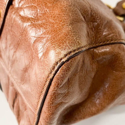 MIU MIU Vitello Bauletto Brown Leather Handle/Shoulder Bag - Picture 12 of 19