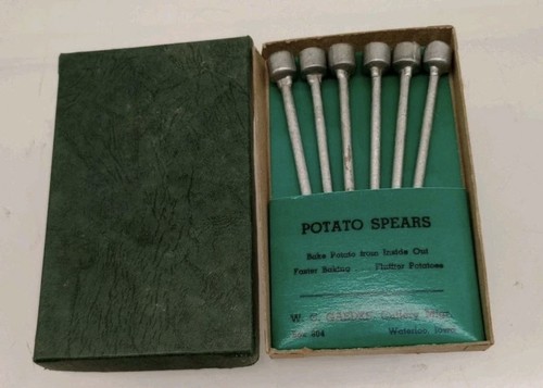 Set Of 6 Vintage Baked Potato Spears W. C. Gaedke Cutlery Migr. Waterloo,Iowa 