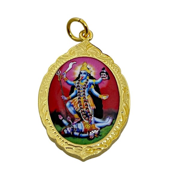 Alternate view of Kali Goddess Pendant Gold Plated Frame Hindu Amulet Spiritual Jewelry #10