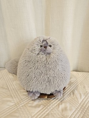Winsterch Gray CAT 12  Plush Fat Chubby Roly Poly Round Stuffed Animal CLEAN 