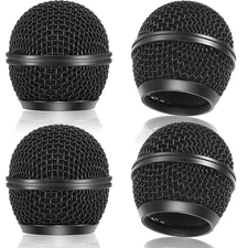 Facmogu 4PCS Black Microphone Ball Head Mesh Grill, SM58 Style Brushed Nickel...