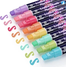 IJIANG Window Liquid Chalk Markers 1 Count (Pack of 8), 10mm Macaron Colors 
