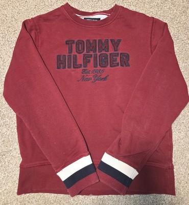 Tommy Hilfiger Men's Sweatshirt Embroidered Logo Red Long Sleeve Size M