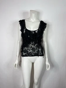 Vtg Moschino Jeans Black Lace Net Top S 40