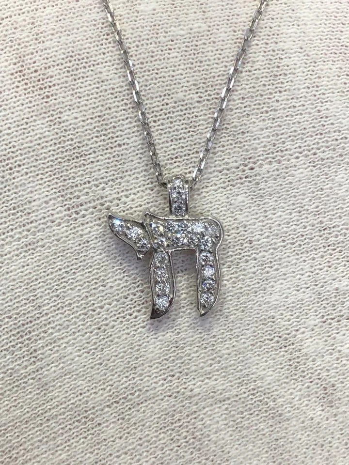 Ожерелье из белого золота 14 карат с бриллиантами G/VVS 0,25 карата чай жизнь удача на заказ 16 дюймов L