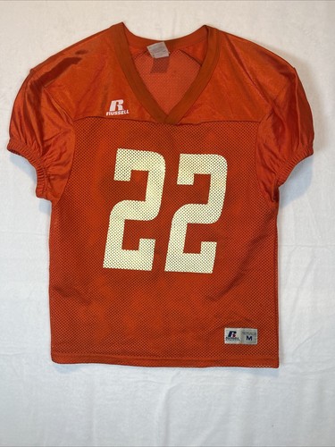 Russell Athletic Men’s #22 Mesh Orange Football Jersey Size M V Neck