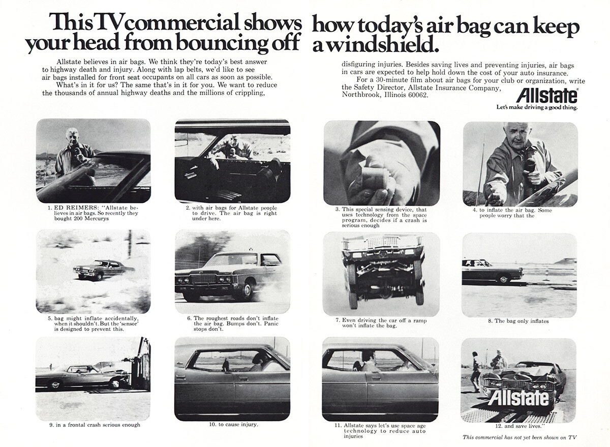 1972 Allstate Insurance: Air Bags, Commercial Vintage Print Ad | eBay