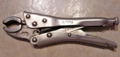 OLYMPIA locking pair of pliers-Used, great shape-close up photos.