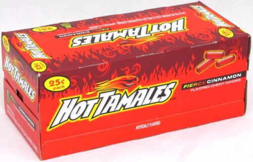 Hot Tamales Fierce Cinnamon Chewy Candy 1 Box of 24 Individual Packs Bulk - Afbeelding 1 van 6