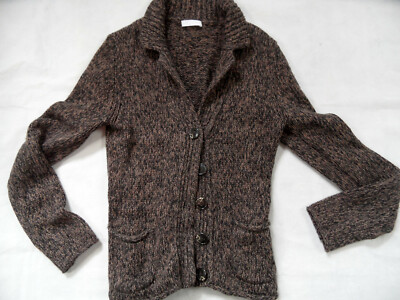 GC FONTANA schwarz braun melierte Strickjacke Merino Kaschmir Gr