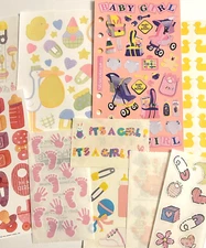Baby Girl Sticker Lot: 10 Hallmark, Stickopotamus, Frances Meyer, Mrs Grossman