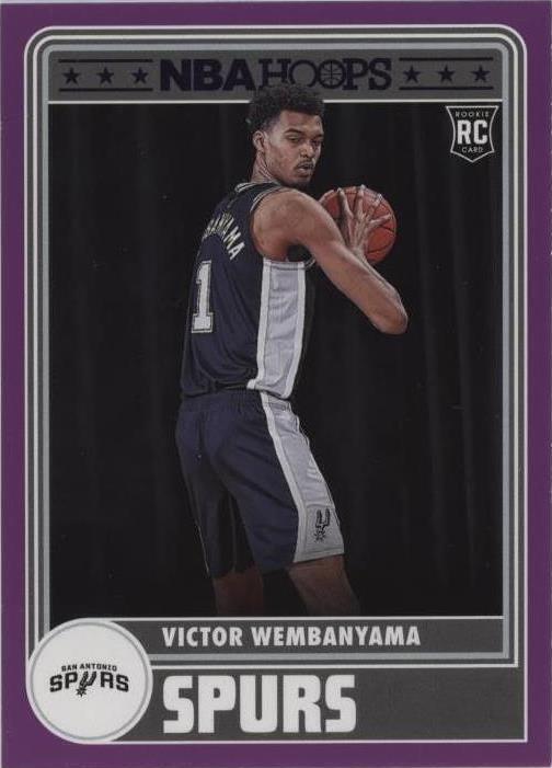 Victor Wembanyama 2023 Hoops #298 Tribute - Purple Price Guide