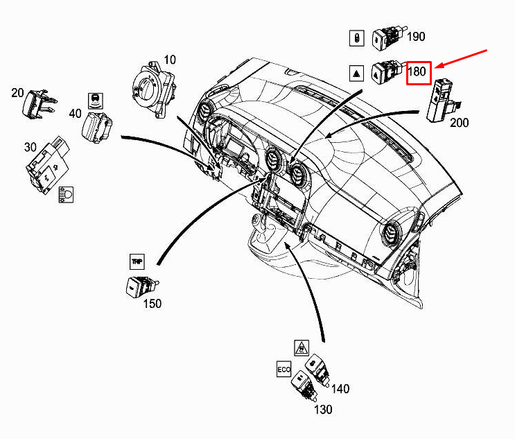 NOUVEAU BOUTON DE DANGER MERCEDES-BENZ CITAN W415 A4154400015 ORIGINAL
