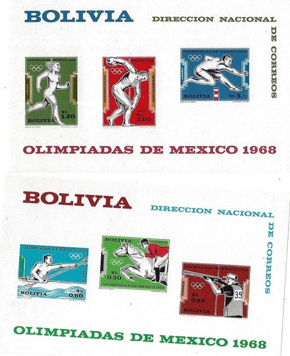 Bolivien: 1969; 2 Blocks, Olympische Spiele Mexiko postfrisch, EBBO-13