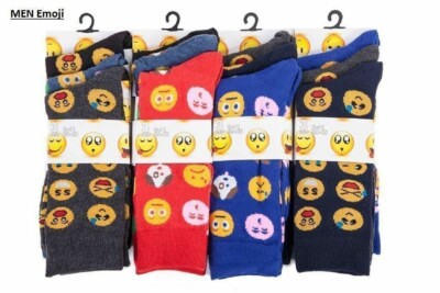 Pairs Men Emoji Emotions Smiley Novelty Faces Character Everyday Socks UK Lot