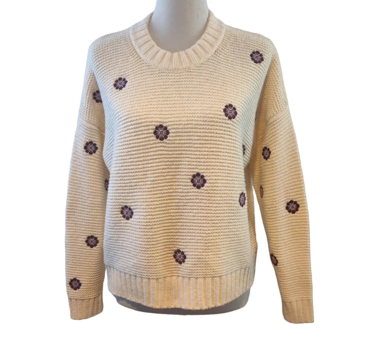 Flower embroidered pullover sweater madewel outlet