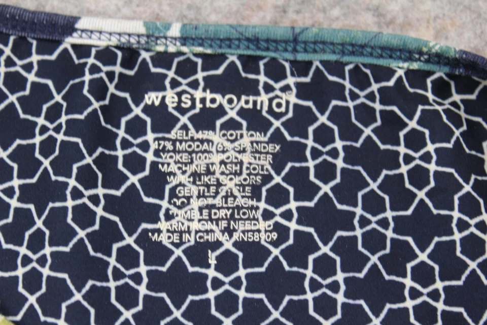 Camisa Westbound Talla L Grande Cerradura Azul Verde Lunares Bordada Larga Slv Foto 4 de 4