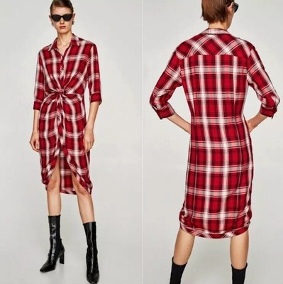 zara red plaid dress