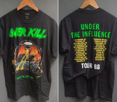 Overkill band Under The Influence Tour 88 basic black Reprint T shirt1